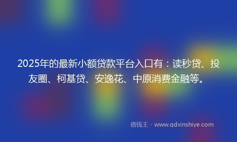 2025年的最新小额贷款平台入口有：读秒贷、投友圈、柯基贷、安逸花、中原消费金融等。