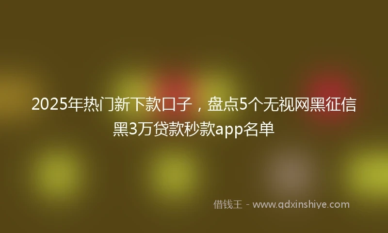 2025年热门新下款口子，盘点5个无视网黑征信黑3万贷款秒款app名单