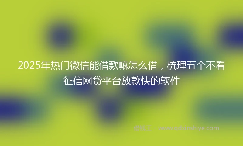 2025年热门微信能借款嘛怎么借，梳理五个不看征信网贷平台放款快的软件