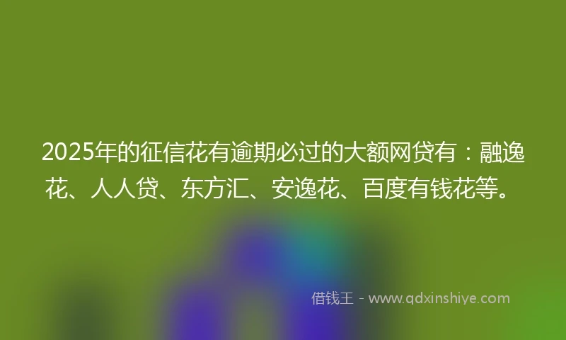 2025年的征信花有逾期必过的大额网贷有：融逸花、人人贷、东方汇、安逸花、百度有钱花等。