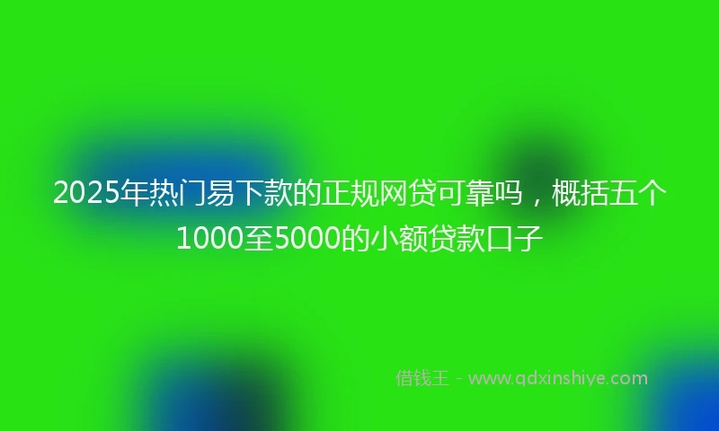 2025年热门易下款的正规网贷可靠吗，概括五个1000至5000的小额贷款口子