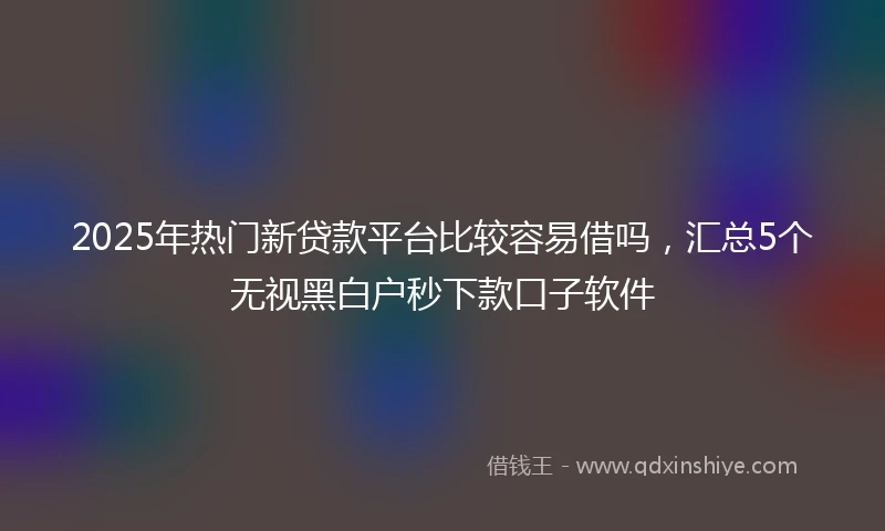 2025年热门新贷款平台比较容易借吗，汇总5个无视黑白户秒下款口子软件