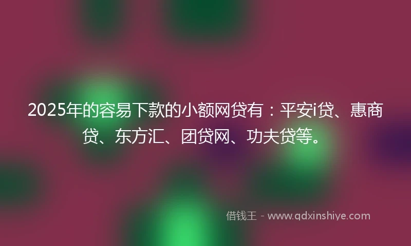 2025年的容易下款的小额网贷有：平安i贷、惠商贷、东方汇、团贷网、功夫贷等。