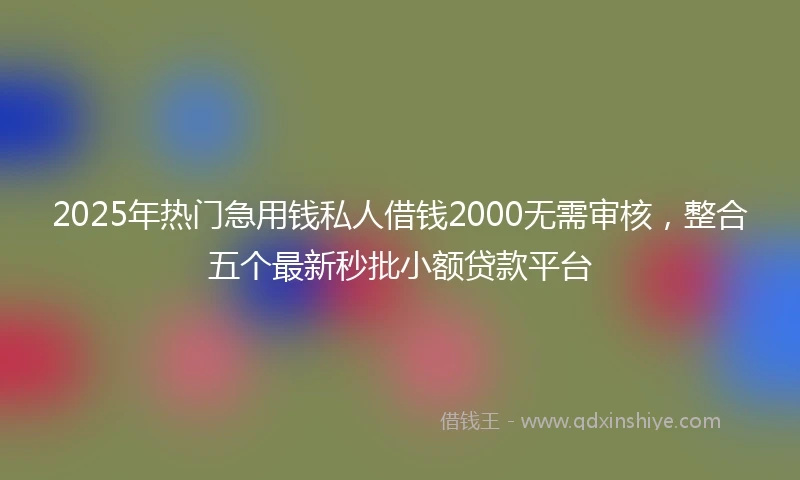 2025年热门急用钱私人借钱2000无需审核，整合五个最新秒批小额贷款平台