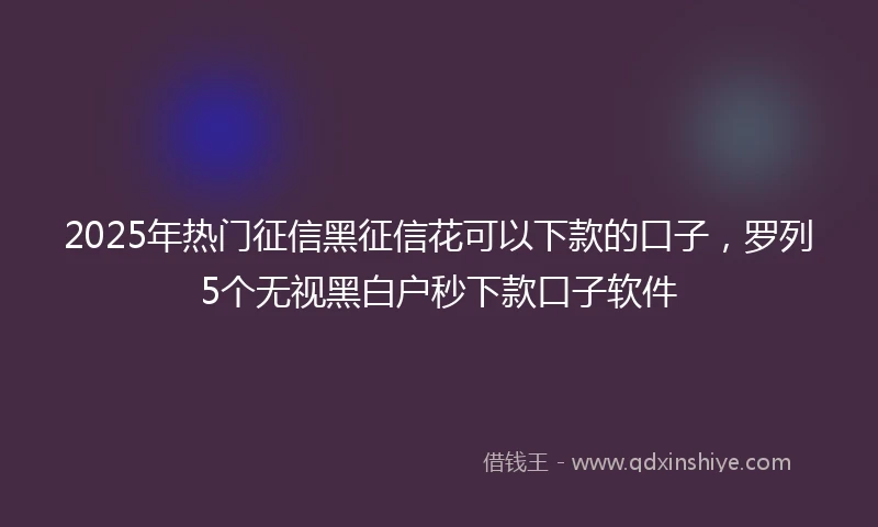 2025年热门征信黑征信花可以下款的口子，罗列5个无视黑白户秒下款口子软件