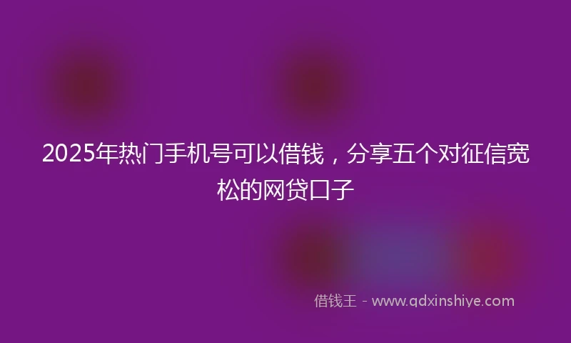 2025年热门手机号可以借钱，分享五个对征信宽松的网贷口子