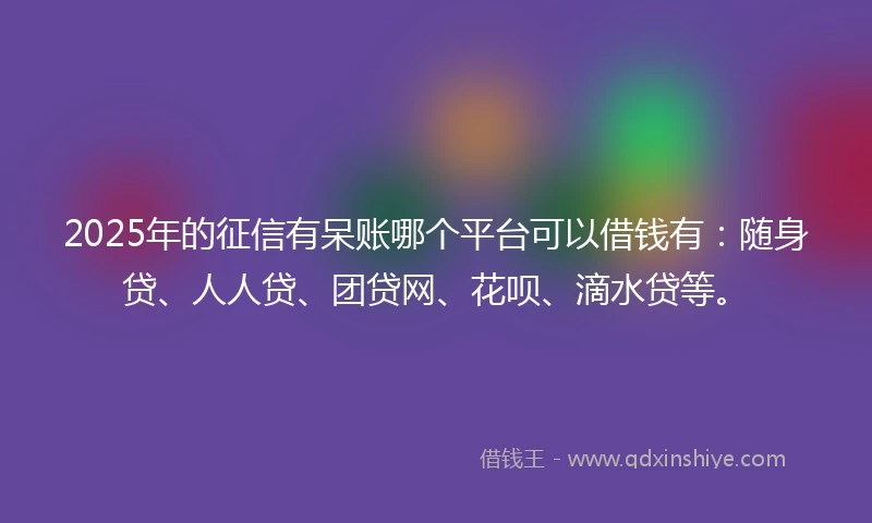 2025年的征信有呆账哪个平台可以借钱有：随身贷、人人贷、团贷网、花呗、滴水贷等。