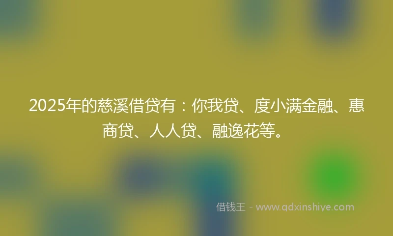 2025年的慈溪借贷有：你我贷、度小满金融、惠商贷、人人贷、融逸花等。