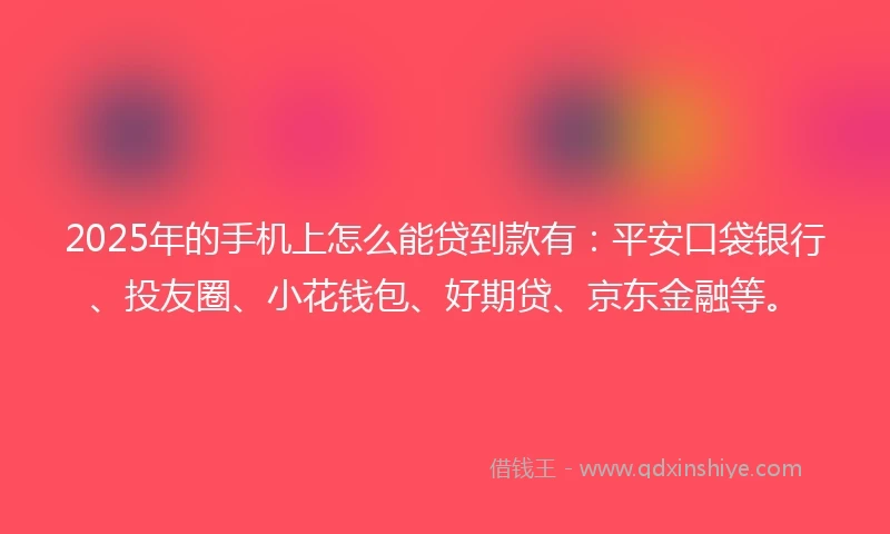 2025年的手机上怎么能贷到款有：平安口袋银行、投友圈、小花钱包、好期贷、京东金融等。