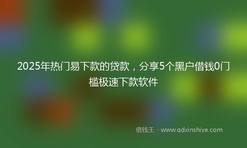 2025年热门易下款的贷款，分享5个黑户借钱0门槛极速下款软件