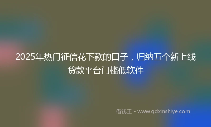 2025年热门征信花下款的口子,归纳五个新上线贷款平台门槛低软件
