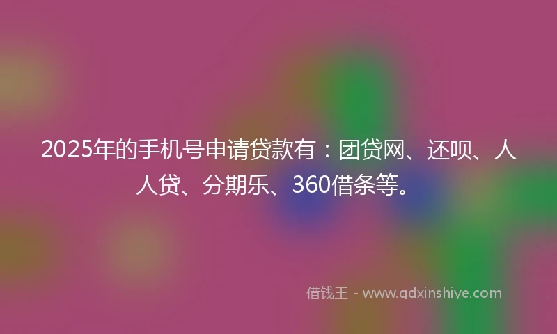 2025年的手机号申请贷款有：团贷网、还呗、人人贷、分期乐、360借条等。