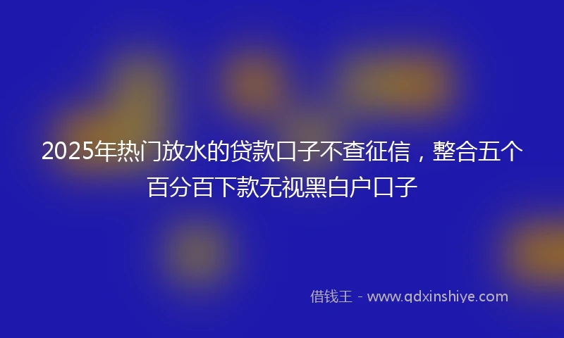2025年热门放水的贷款口子不查征信，整合五个百分百下款无视黑白户口子