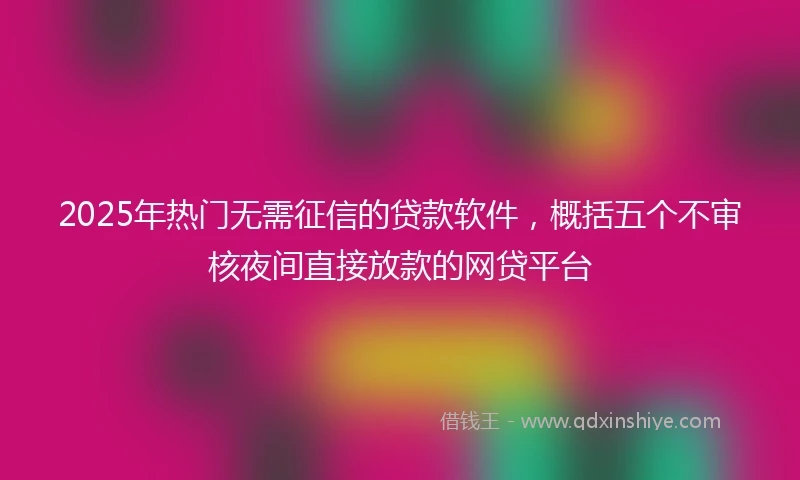 2025年热门无需征信的贷款软件，概括五个不审核夜间直接放款的网贷平台