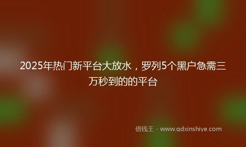 2025年热门新平台大放水，罗列5个黑户急需三万秒到的的平台