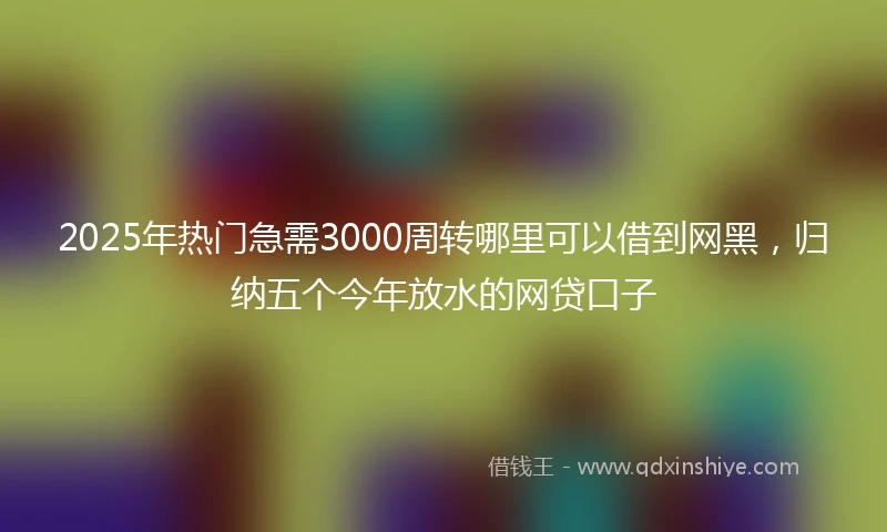 2025年热门急需3000周转哪里可以借到网黑，归纳五个今年放水的网贷口子