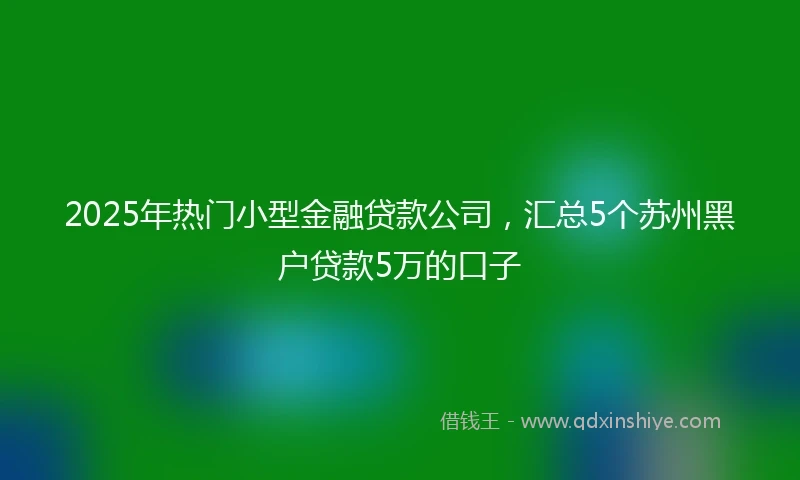2025年热门小型金融贷款公司，汇总5个苏州黑户贷款5万的口子