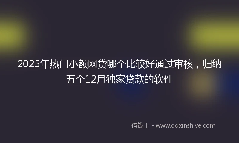 2025年热门小额网贷哪个比较好通过审核，归纳五个12月独家贷款的软件
