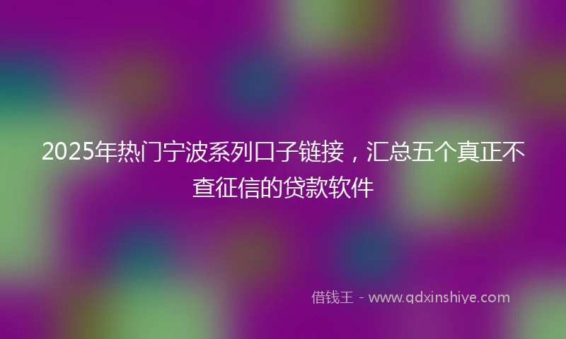 2025年热门宁波系列口子链接，汇总五个真正不查征信的贷款软件