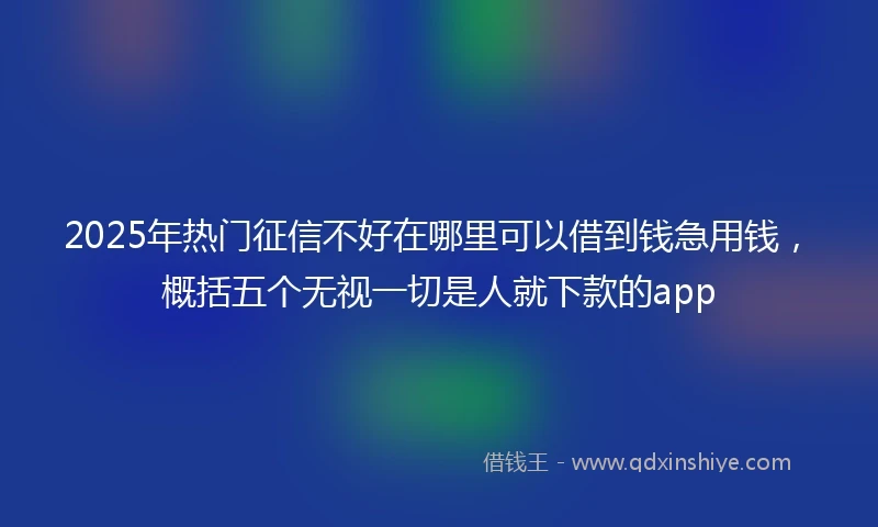 2025年热门征信不好在哪里可以借到钱急用钱，概括五个无视一切是人就下款的app