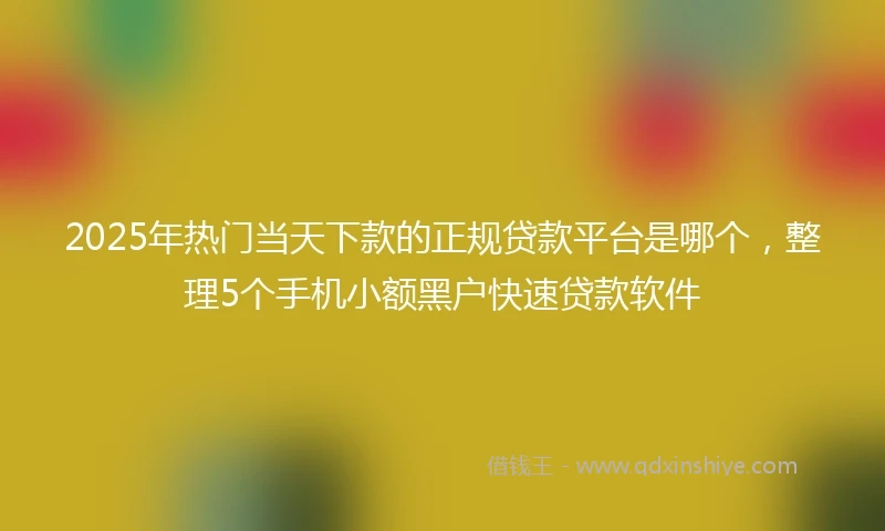 2025年热门当天下款的正规贷款平台是哪个，整理5个手机小额黑户快速贷款软件
