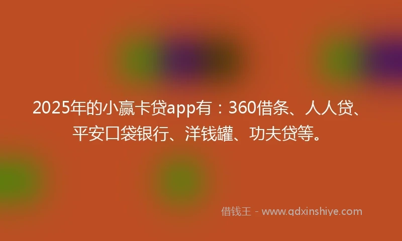 2025年的小赢卡贷app有：360借条、人人贷、平安口袋银行、洋钱罐、功夫贷等。
