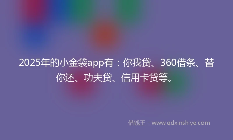 2025年的小金袋app有：你我贷、360借条、替你还、功夫贷、信用卡贷等。