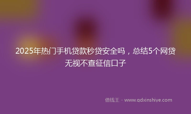 2025年热门手机贷款秒贷安全吗，总结5个网贷无视不查征信口子