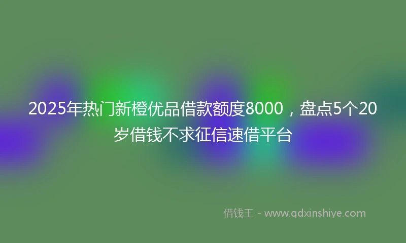 2025年热门新橙优品借款额度8000，盘点5个20岁借钱不求征信速借平台