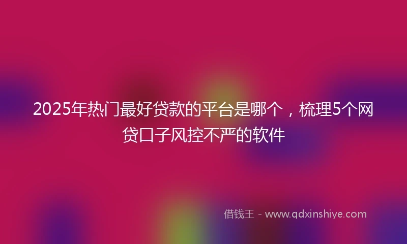 2025年热门最好贷款的平台是哪个，梳理5个网贷口子风控不严的软件