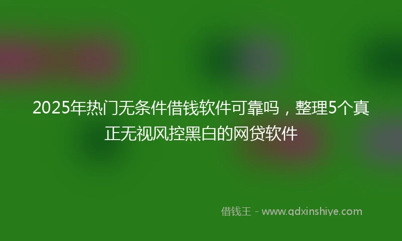 2025年热门无条件借钱软件可靠吗，整理5个真正无视风控黑白的网贷软件