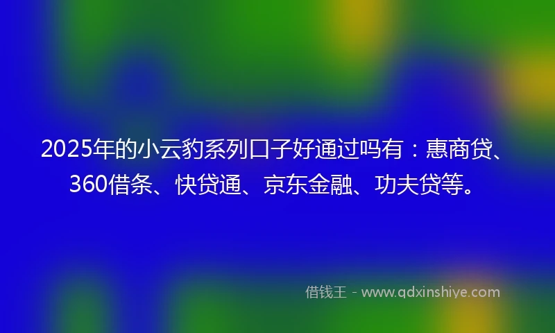 2025年的小云豹系列口子好通过吗有：惠商贷、360借条、快贷通、京东金融、功夫贷等。