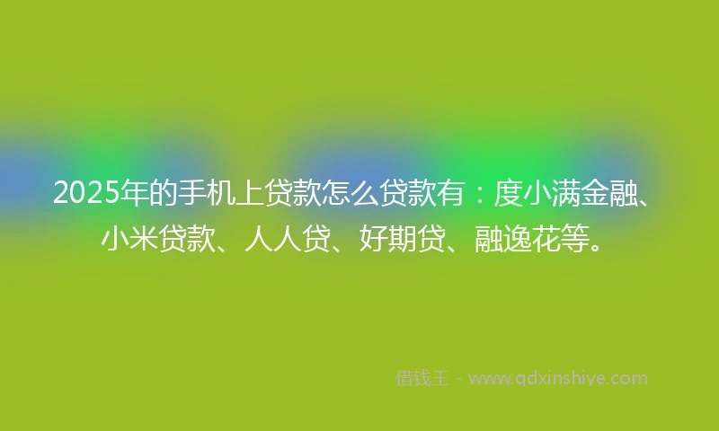 2025年的手机上贷款怎么贷款有：度小满金融、小米贷款、人人贷、好期贷、融逸花等。