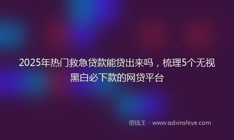 2025年热门救急贷款能贷出来吗，梳理5个无视黑白必下款的网贷平台
