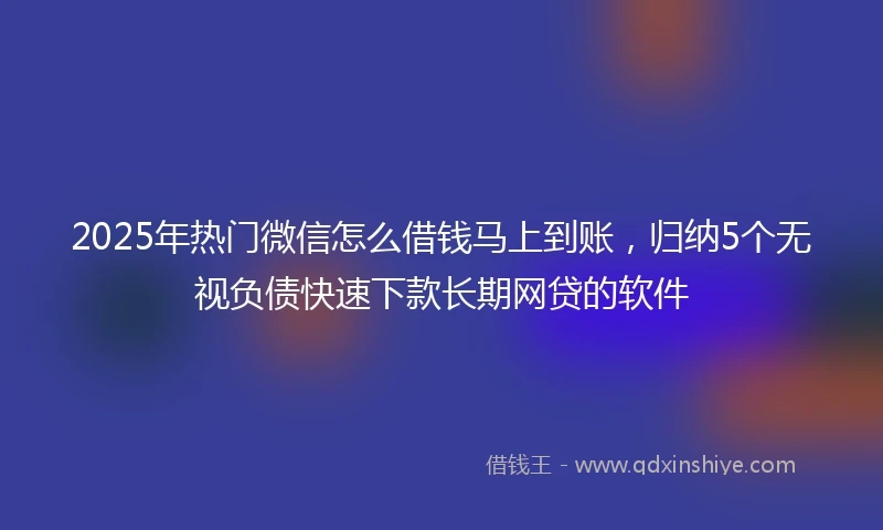 2025年热门微信怎么借钱马上到账，归纳5个无视负债快速下款长期网贷的软件