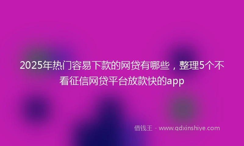 2025年热门容易下款的网贷有哪些，整理5个不看征信网贷平台放款快的app