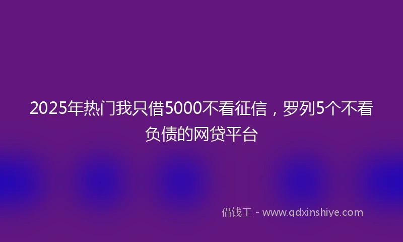 2025年热门我只借5000不看征信，罗列5个不看负债的网贷平台