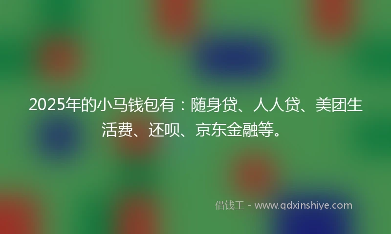2025年的小马钱包有：随身贷、人人贷、美团生活费、还呗、京东金融等。