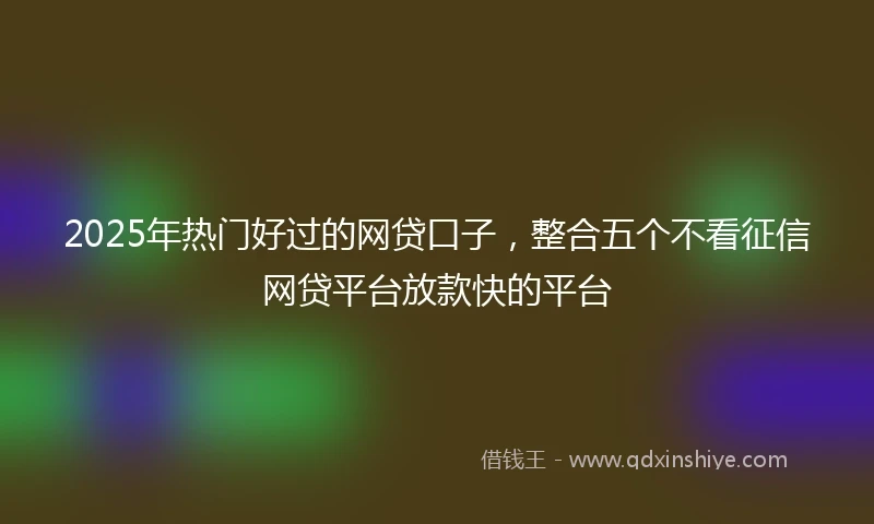 2025年热门好过的网贷口子，整合五个不看征信网贷平台放款快的平台