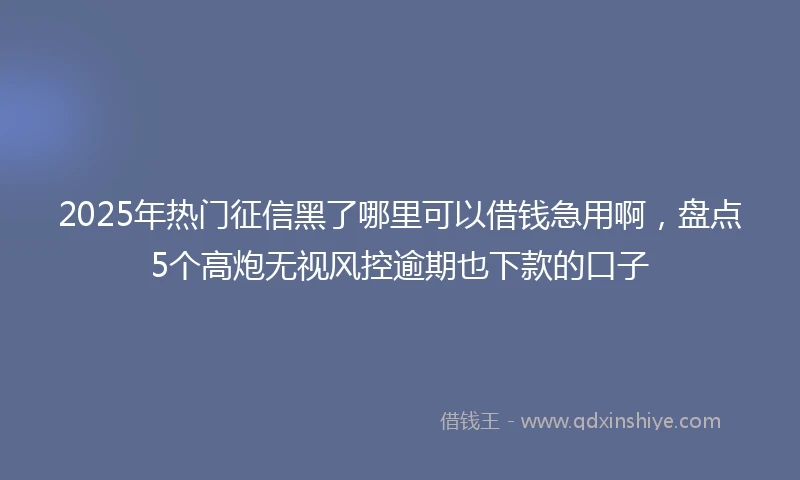 2025年热门征信黑了哪里可以借钱急用啊，盘点5个高炮无视风控逾期也下款的口子