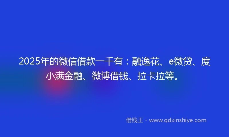 2025年的微信借款一千有：融逸花、e微贷、度小满金融、微博借钱、拉卡拉等。