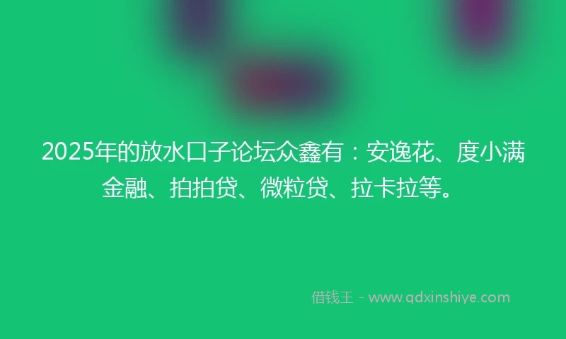2025年的放水口子论坛众鑫有：安逸花、度小满金融、拍拍贷、微粒贷、拉卡拉等。