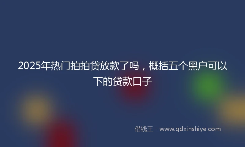 2025年热门拍拍贷放款了吗，概括五个黑户可以下的贷款口子