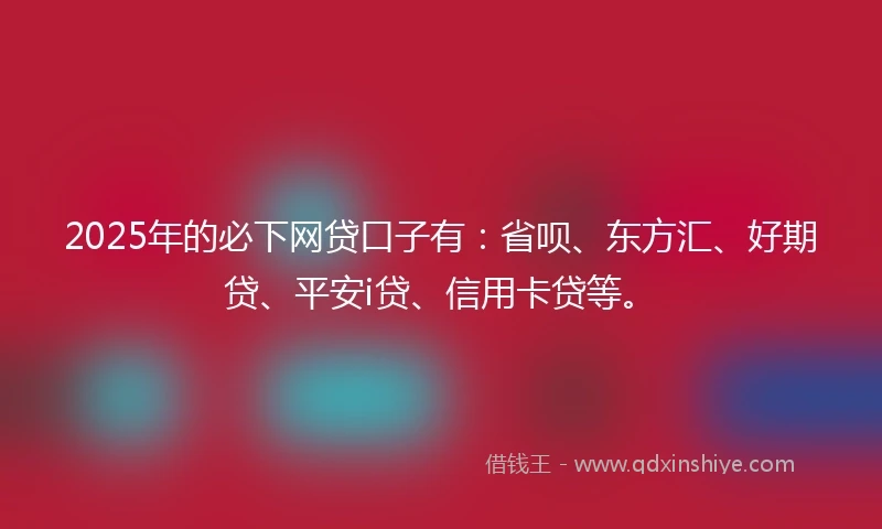 2025年的必下网贷口子有：省呗、东方汇、好期贷、平安i贷、信用卡贷等。