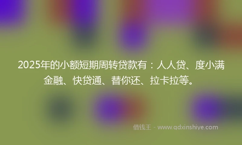2025年的小额短期周转贷款有：人人贷、度小满金融、快贷通、替你还、拉卡拉等。