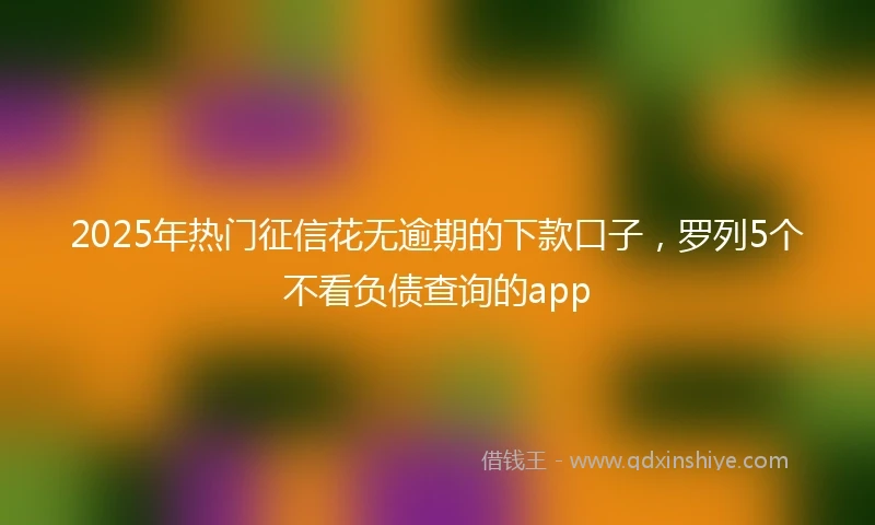 2025年热门征信花无逾期的下款口子，罗列5个不看负债查询的app