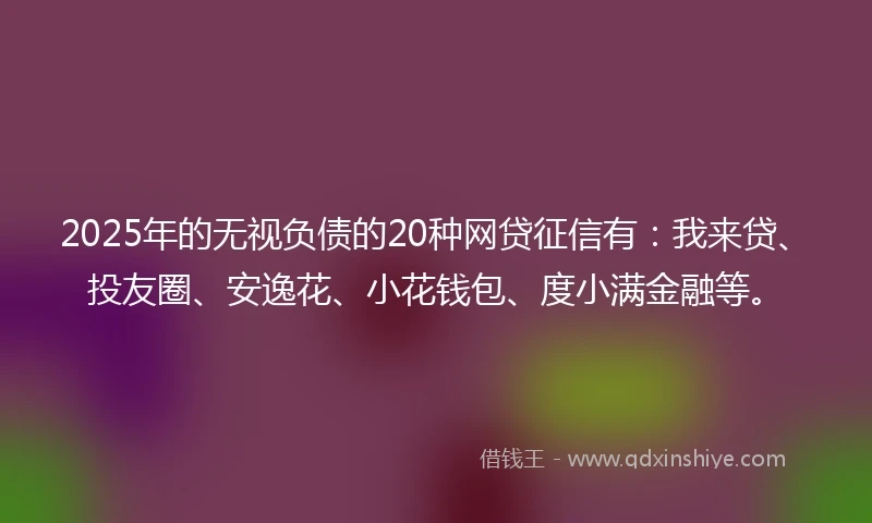 2025年的无视负债的20种网贷征信有：我来贷、投友圈、安逸花、小花钱包、度小满金融等。