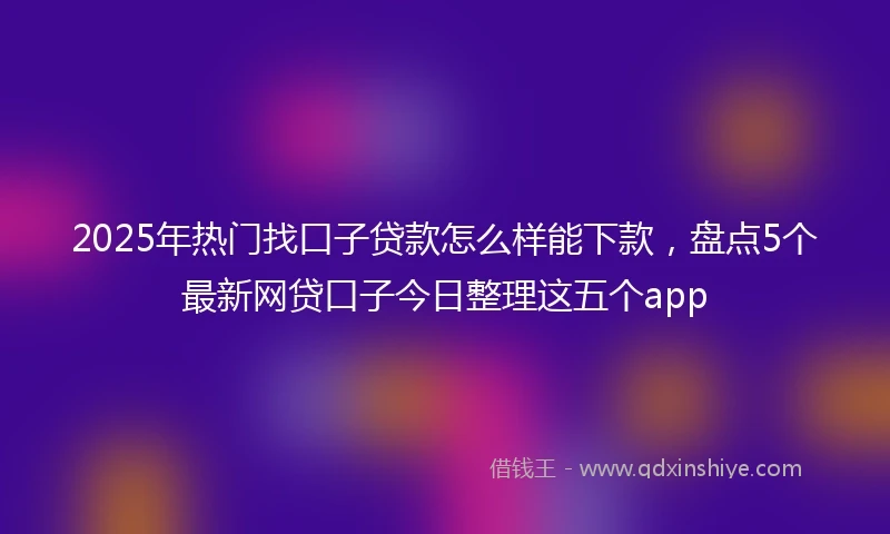 2025年热门找口子贷款怎么样能下款，盘点5个最新网贷口子今日整理这五个app