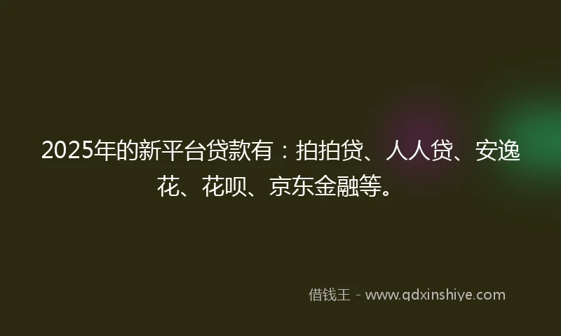 2025年的新平台贷款有：拍拍贷、人人贷、安逸花、花呗、京东金融等。