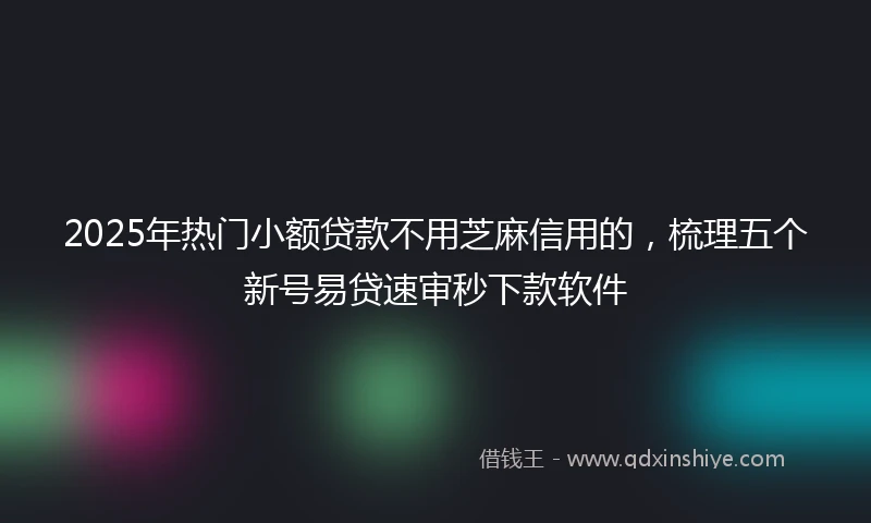 2025年热门小额贷款不用芝麻信用的，梳理五个新号易贷速审秒下款软件